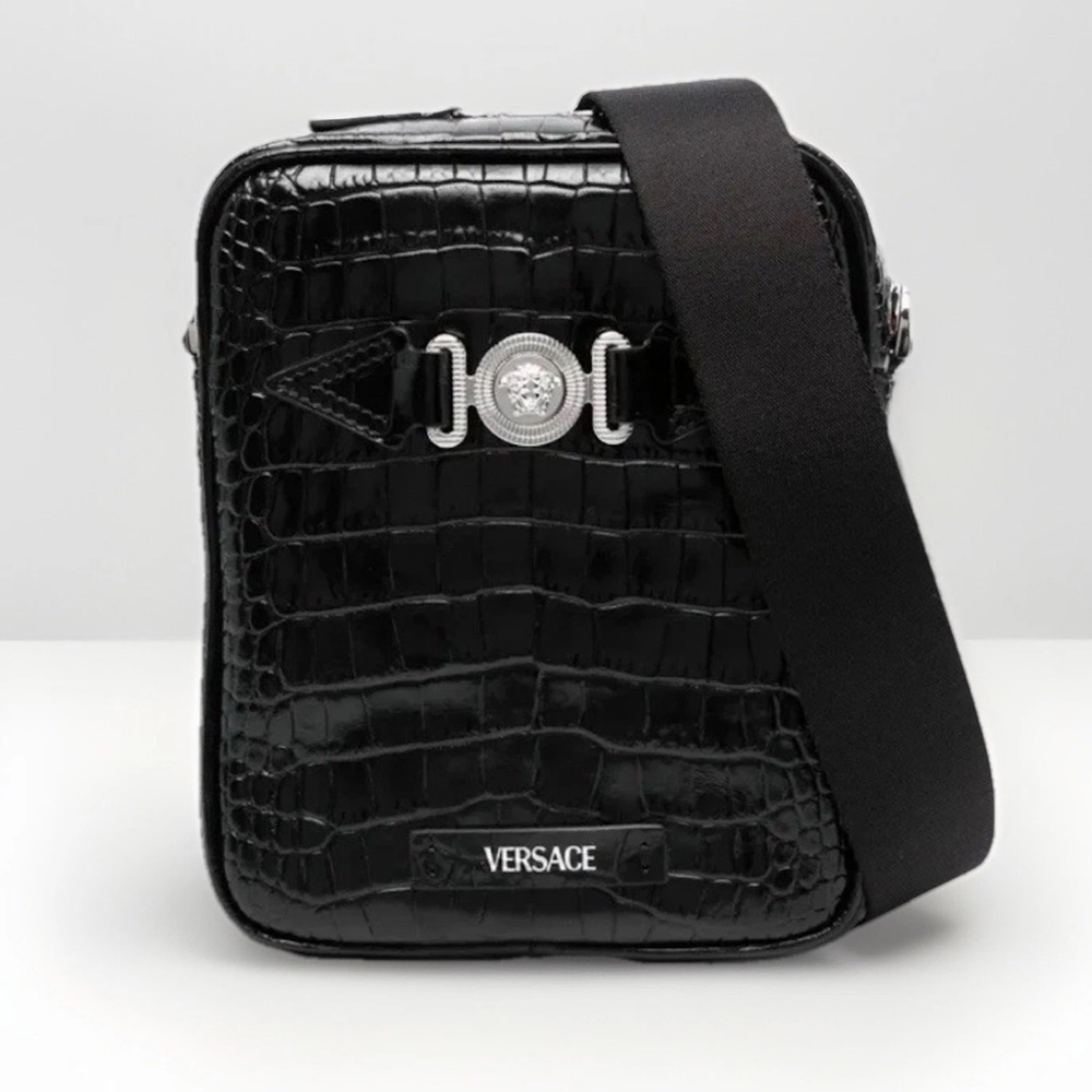 Versace Medusa Biggie crocodile-embossed crossbody bag $1400